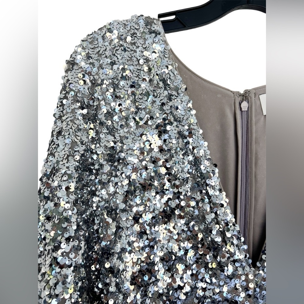 Sachin + Babi Gabby Sequin Evening Formal Gown in Silver Womens Size 8 NEW - Picture 7 of 10